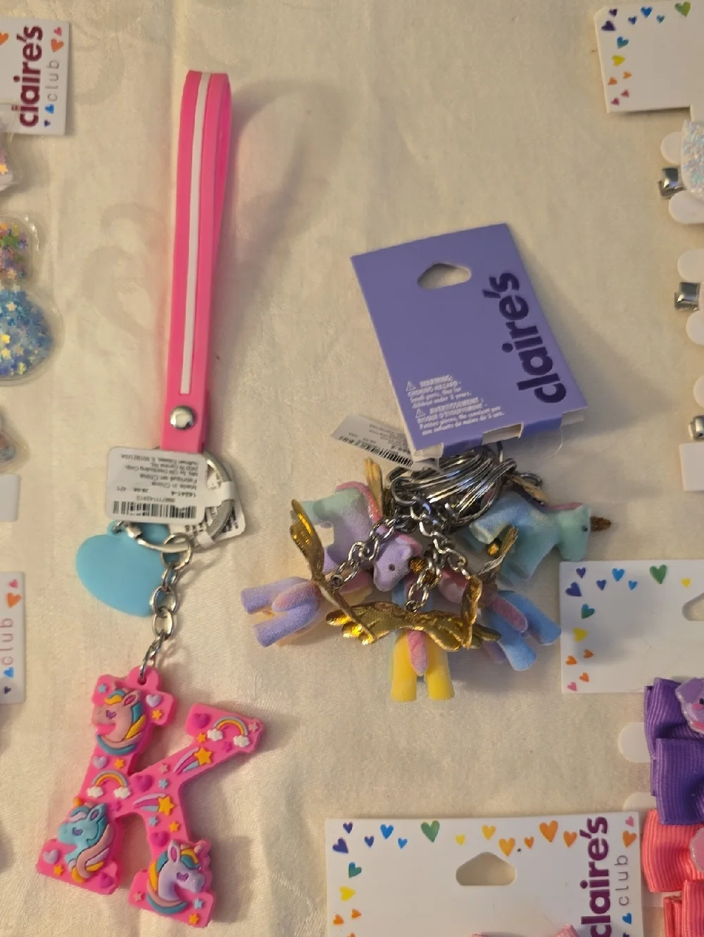 16 Claire's Pastel Hair Clip & Bow Assortment & Key Rings New